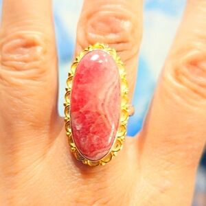 Rhodochrosite Solid Sterling Gemstone Ring